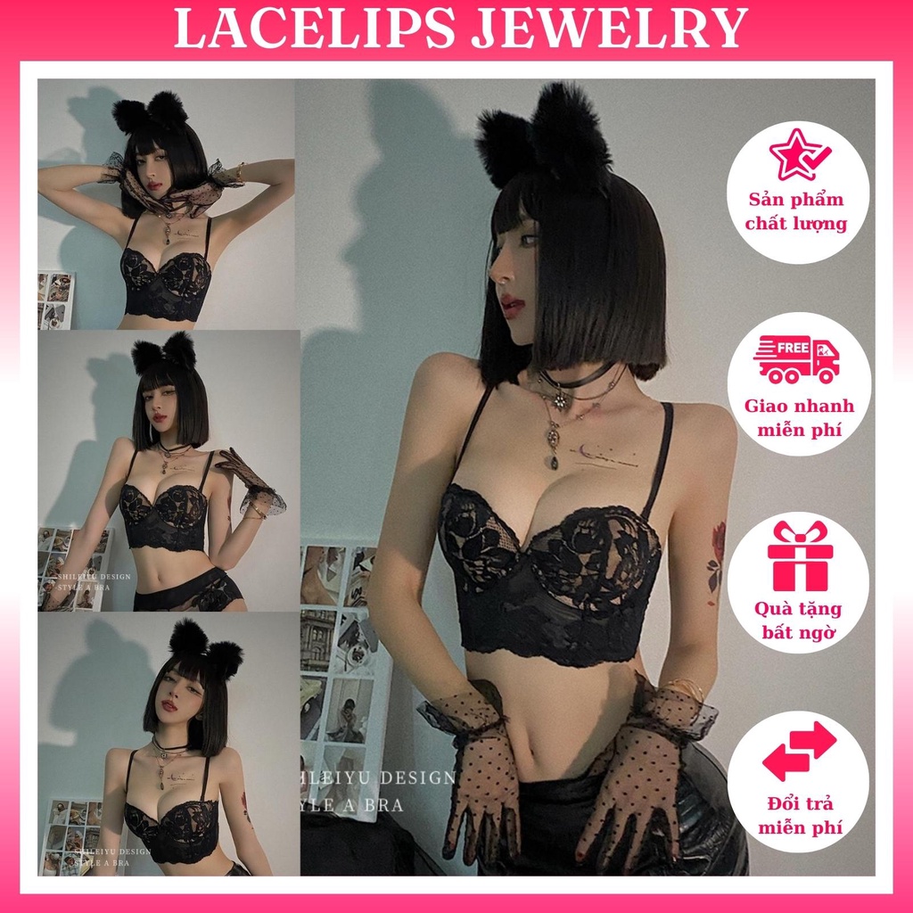 Áo Bra Ren Có Gọng Nâng Ngực Sexy - ĐEN