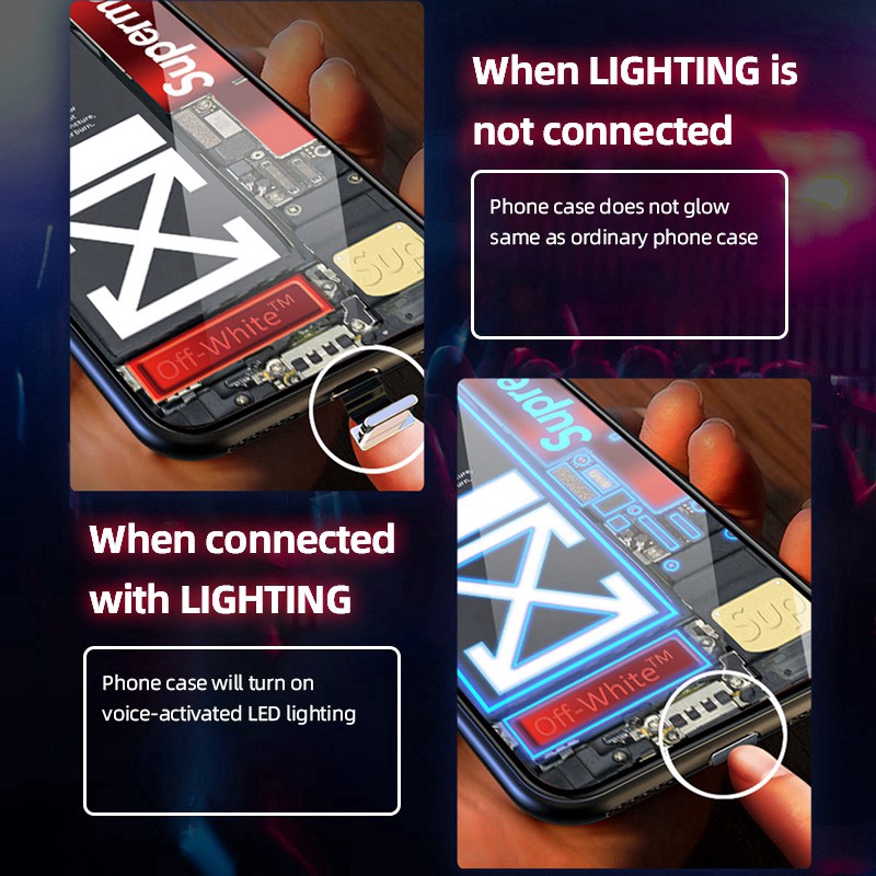 Ốp Điện Thoại Có Đèn LED Điều Khiển Bằng Giọng Nói Cho iPhone 14 Pro Max 13 Pro Max 14 Plus 12 1