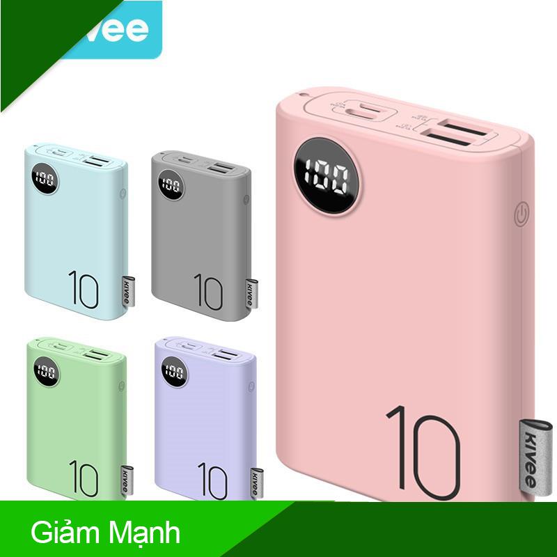 (Giảm Mạnh) 【Quà tặng: cáp sạc】Sạc Dự Phòng KIVEE 10000mAh Macaron Hiển Thị Đèn LED Cho iPhone Huawei Samsung Xiaomi Op