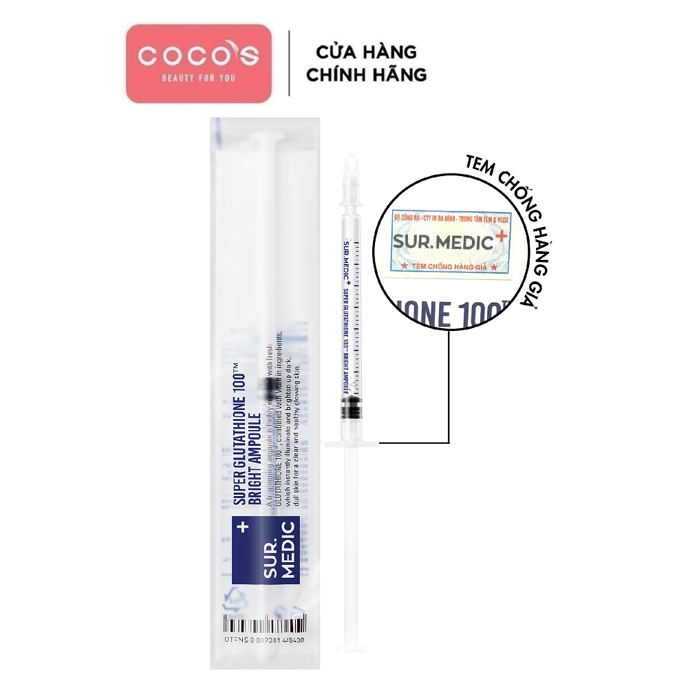 Tinh Chất Truyền Trắng SURMEDIC Super Glutathione 100 Bright Ampoule Dưỡng Trắng Bật Tông Da 1g/1ống