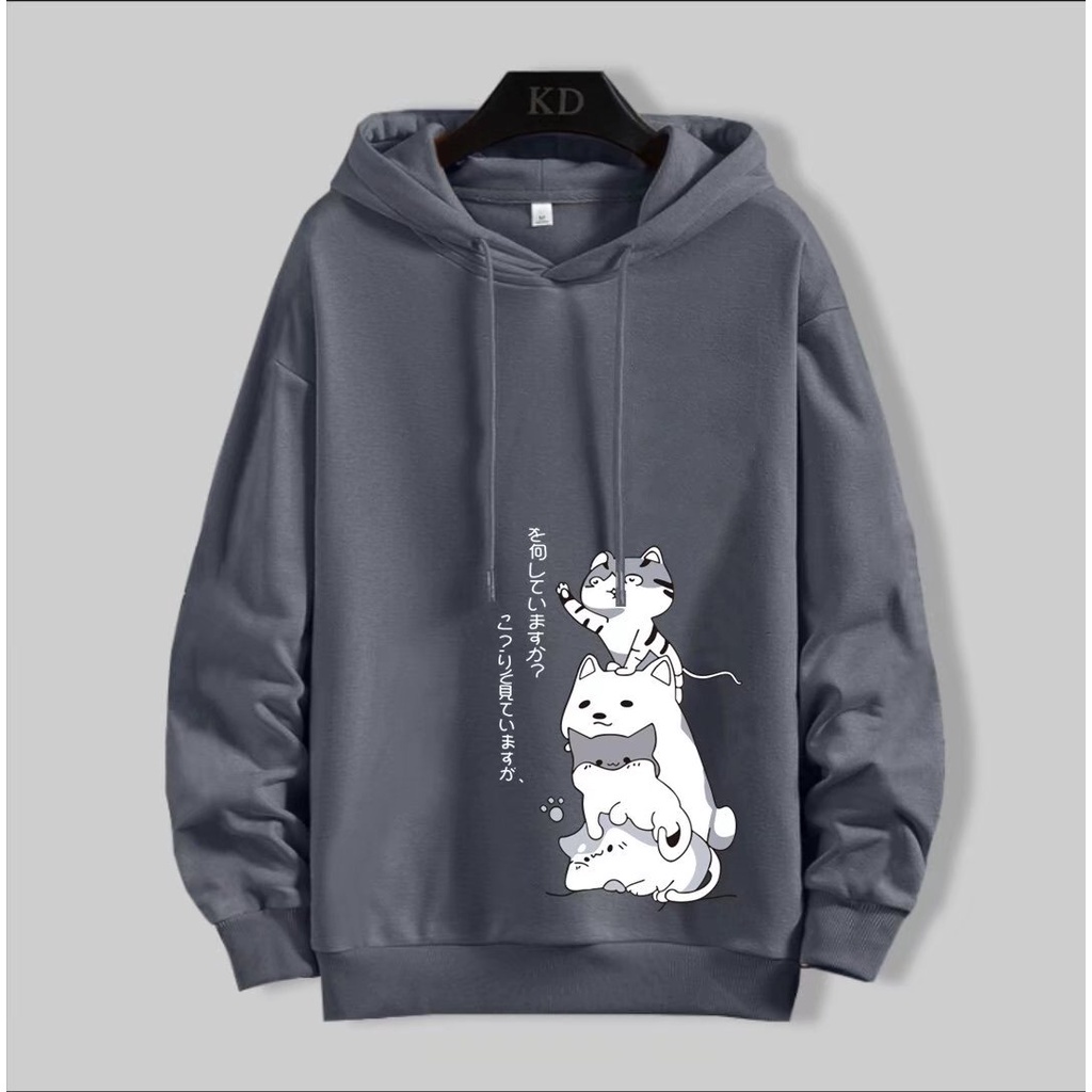 Áo Hoodie Lót Lông Cừu Dày Dặn Dáng Rộng Phong Cách Thể Thao Hợp Thời Trang Thu Đông Cho Nam