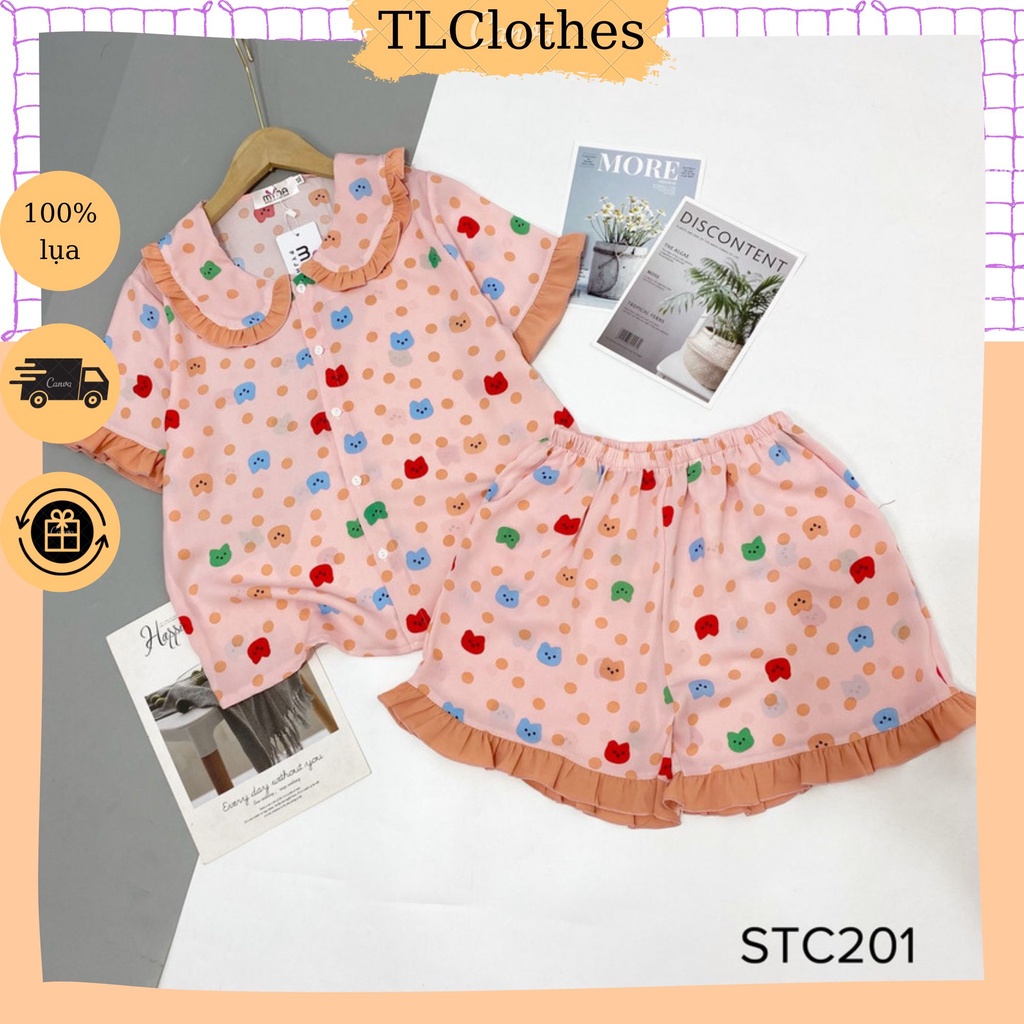 Sét bộ nữ sang chảnh hàn quốc, đồ ngủ mặc nhà pijama nữ tay ngắn lụa mango mềm mát