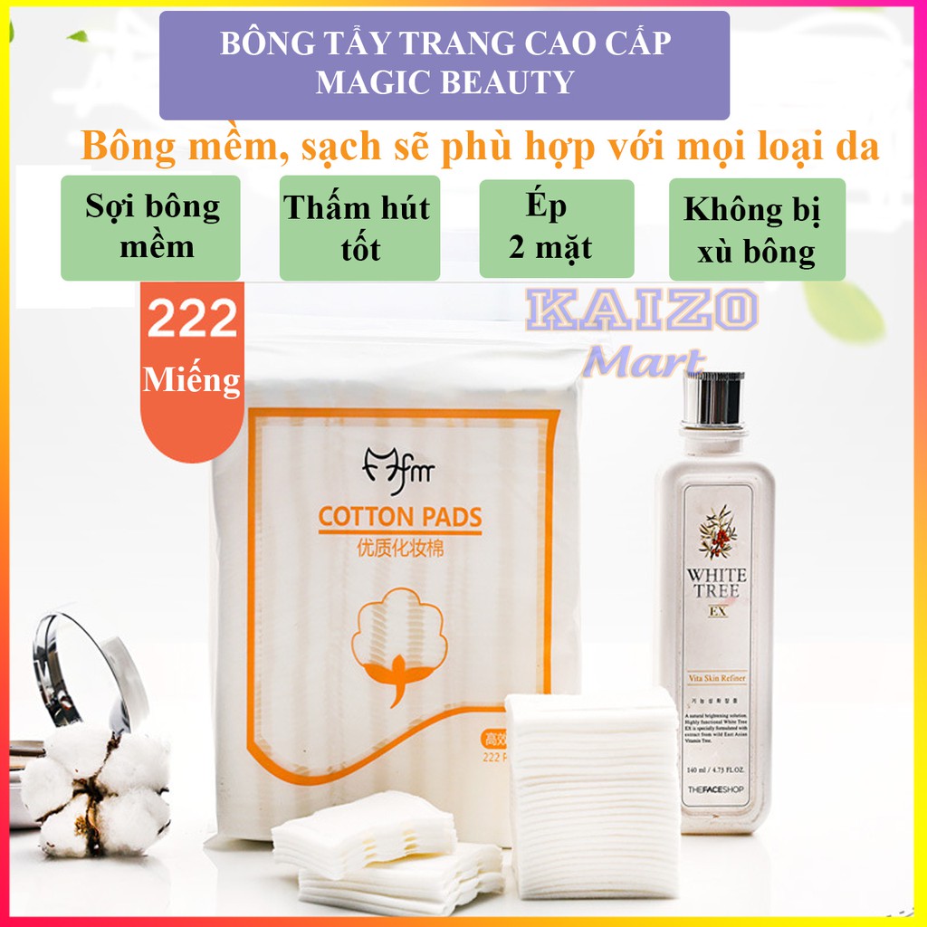 [LOẠI DÀY] Bông Tẩy Trang 3 lớp dày dặn Cotton Pads Magic Beauty 222 miếng - MIANZ STORE