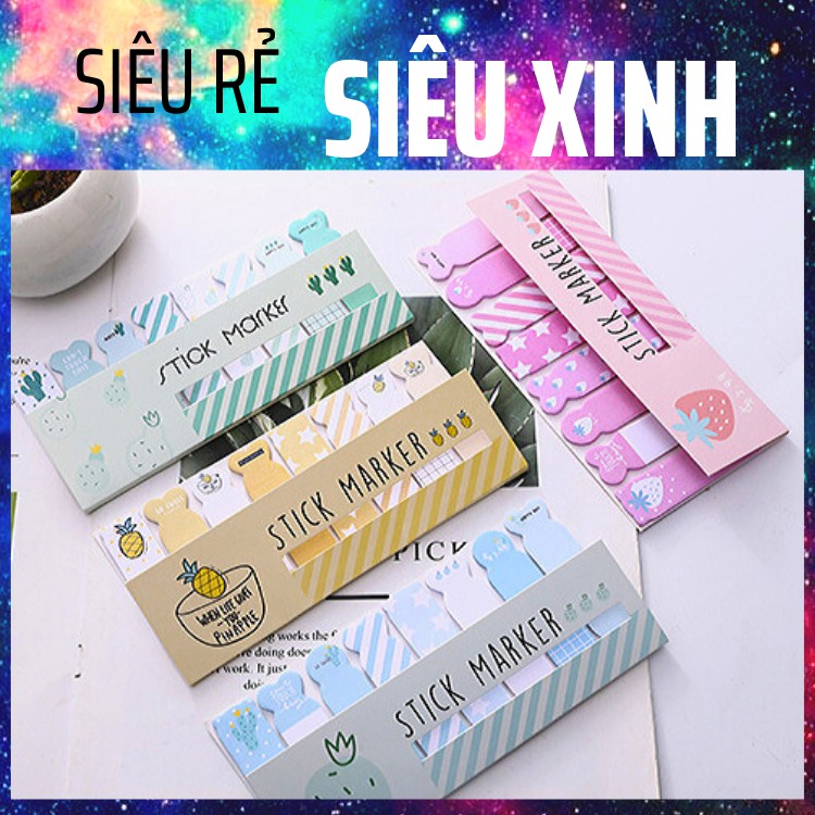 [set 170 tờ] giấy nhớ stick marker dễ thương, giấy note văn phòng