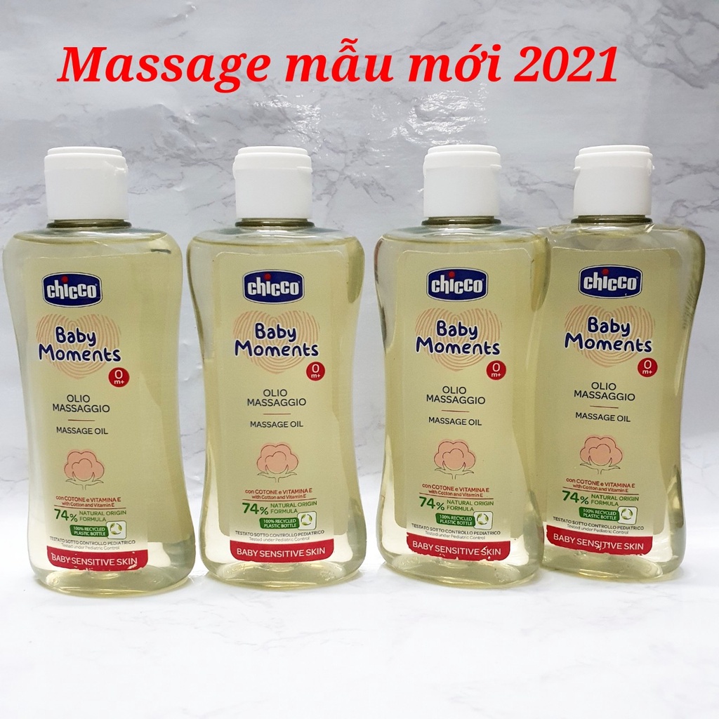 Dầu massage Chicco chiết xuất cám gạo 0M+ Chicco 200ml ( CHUẨN NỘI ĐỊA Ý) U