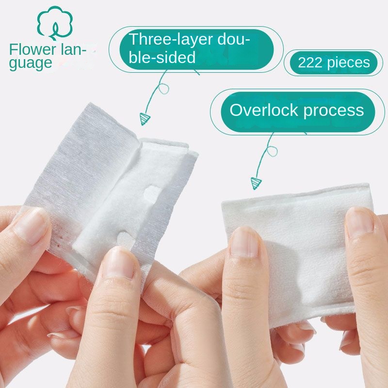 Hộp 222 Miếng Bông Tẩy Trang Ba Lớp Bằng cotton Nguyên Chất Thân Thiện Với Da Ướt Và Khô