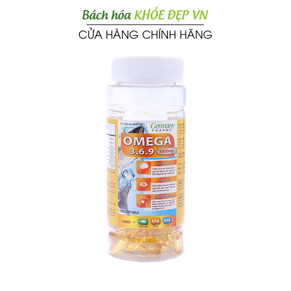 Viên dầu cá Omega 3 6 9 Bổ não, sáng mắt, khỏe mạnh tim mạch - Hộp 100 viên | BigBuy360 - bigbuy360.vn