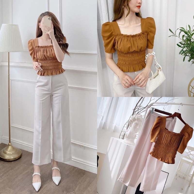 Áo thun nữ G247 co giãn tay bồng nữ tính CÓ BIGSIZE 70KG hàng thiết kế đẹp thời trang, có bán cả set - GEM Fashion