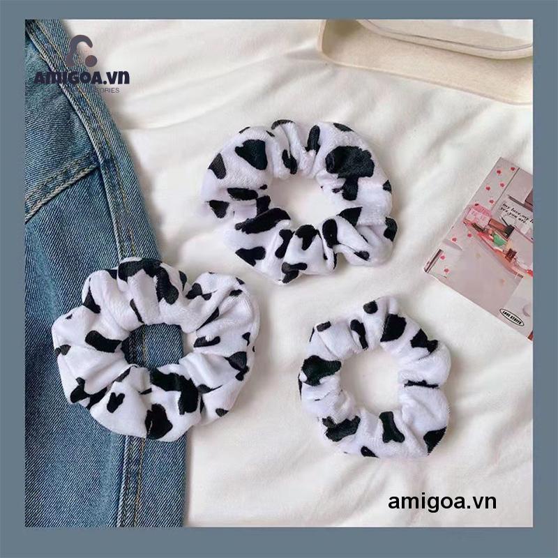 ✨✨Dây Buộc Tóc Vải Kiểu  Họa Tiết Bò Sữa Dễ Thương