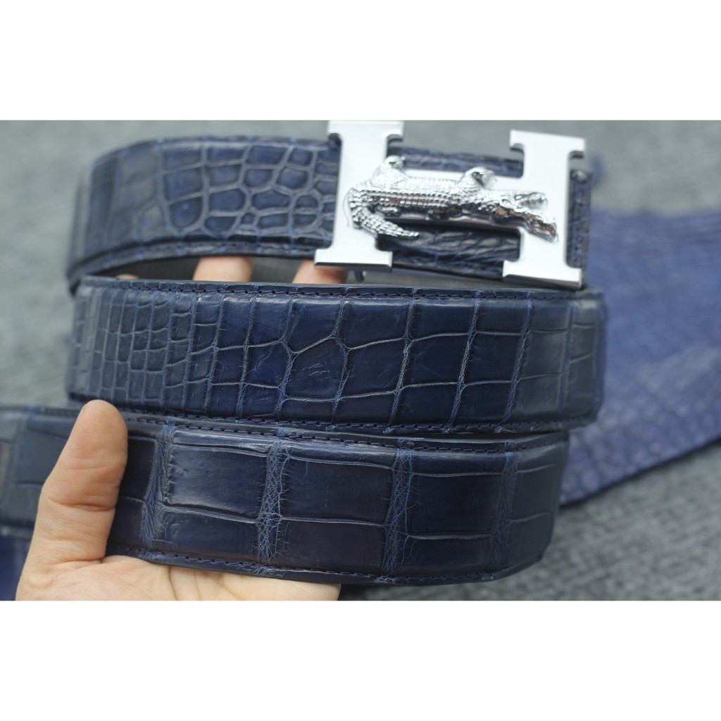 Dây nịt da cá sấu, dây lưng da bản liền không nối 4cm, BH 12 tháng, KHOÁ MẶT CHỮ H CAO CẤP
