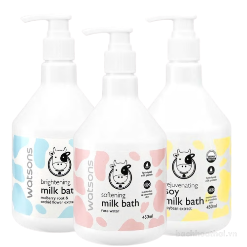 Sữa tắm bò mềm mịn da WatSoņs softening milk bath (Thái Lan)