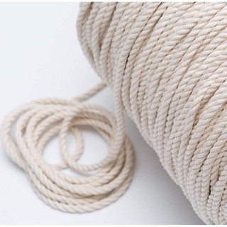 Dây macrame 4mm 100% cotton, dây thừng cotton, dây đan macrame, cao cấp, loại 1, màu trắng ngà, sản xuất tại việt nam