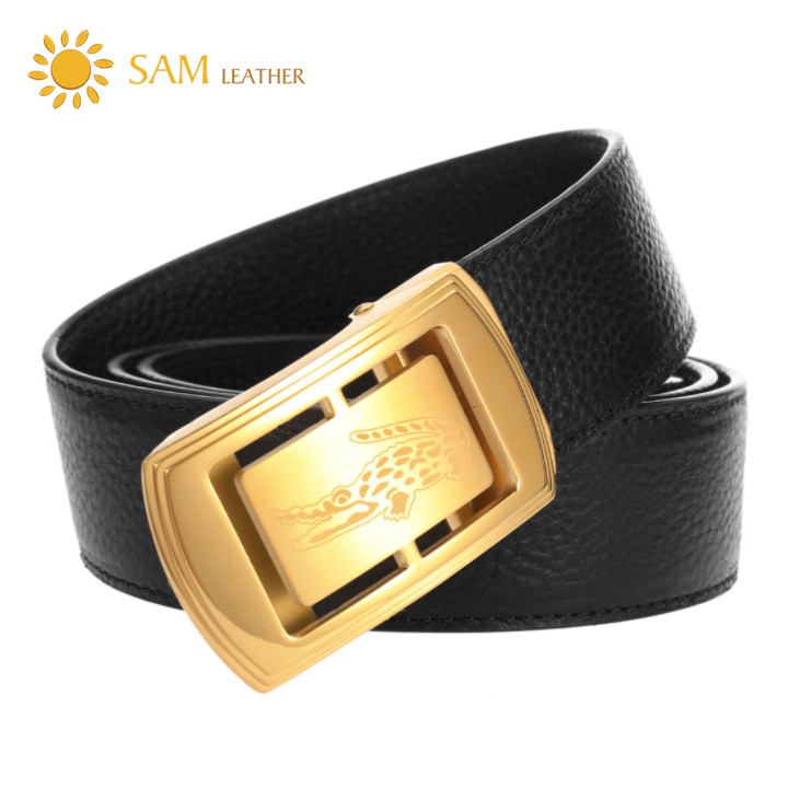 [SAM Leather] Dây Thắt Lưng Nam Da Bò Cao Cấp -Dây Nịt Nam SFDN041ISV-Mặt Khóa Inox 316 Nguyên Khối & Da Bò,BH 12 Tháng