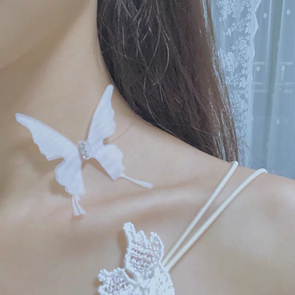 Vòng Choker Phối Ren Mặt Bươm Bướm Xinh Xắn Dành Cho Nữ