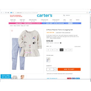 Bộ ngắn tay lửng bé gái Carter, hàng đã onweb hãng.