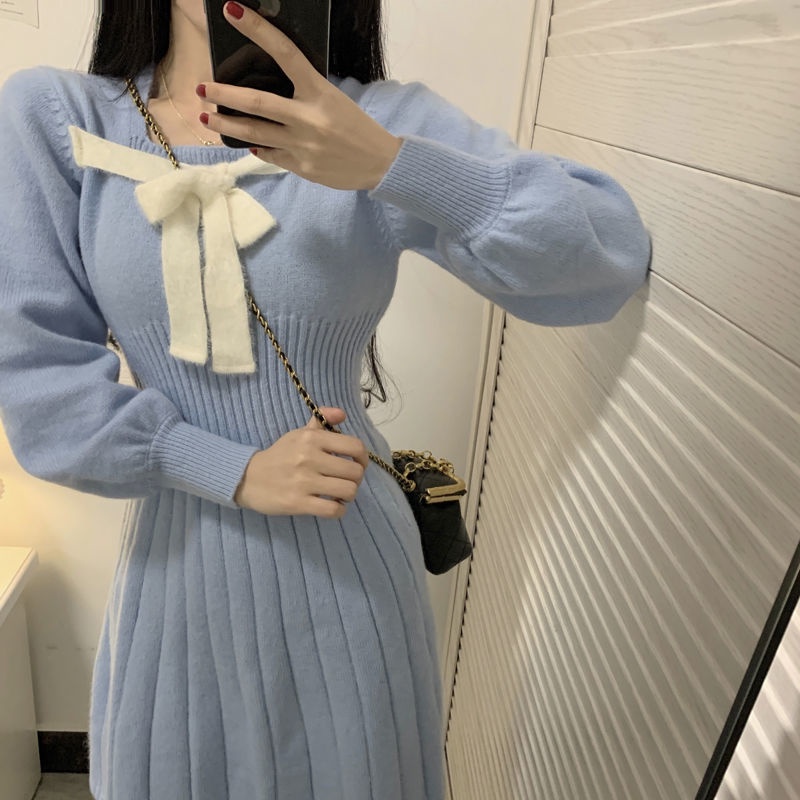 Đầm sweater nữ dệt kim thiết kế mới thời trang mùa xuân 2021