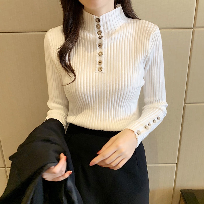 Áo Sweater Cổ Lọ Dáng Ôm Phong Cách Hàn Quốc Thời Trang Thu Đông Mới Cho Nữ