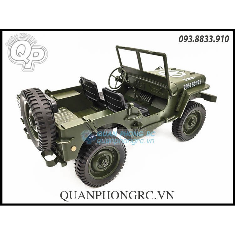 xe C606 Jeep 1:10 2.4G 4WD RC Off Road Military Climbing (tặng kèm bạt phủ)