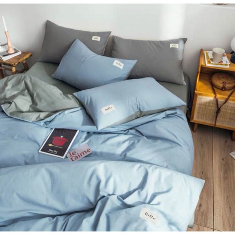 Set cotton tici 5 món xanh xám nhạt