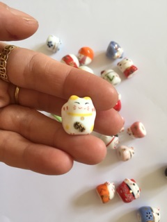 Mèo gốm thần tài đủ màu set 5 mèo