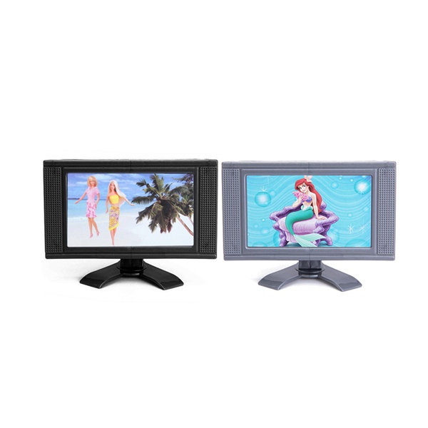 [PRETTYIA]Dollhouse 3 3/8 Inch LCD TV - Grey or Black for 12inch fashion Doll