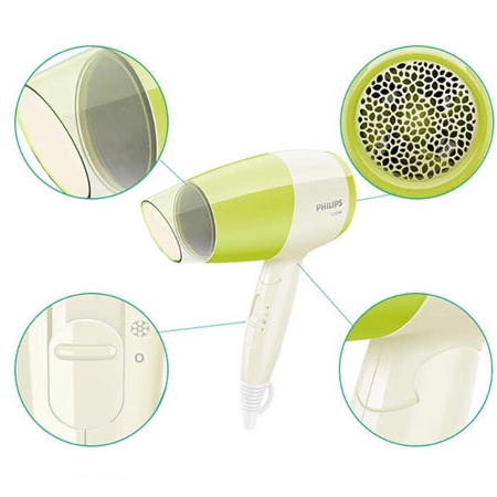 Máy Sấy Tóc Philips BHC015/00 - 1200W + 2 Tốc Độ Sấy + Sấy Mát - Hàng Chính Hãng - Bảo Hành 24 Tháng Toàn Quốc