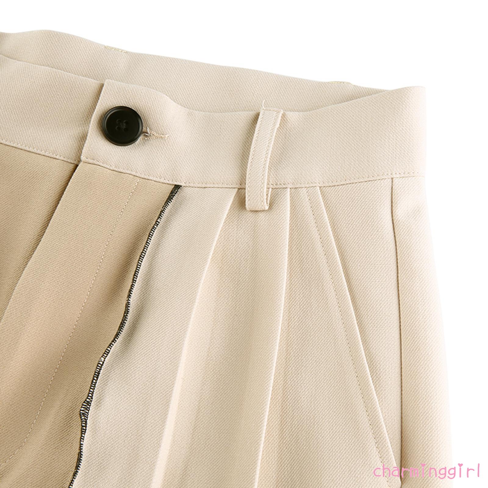 Quần dài ống suông rộng lưng cao họa tiết kẻ sọc dành cho nữ | BigBuy360 - bigbuy360.vn