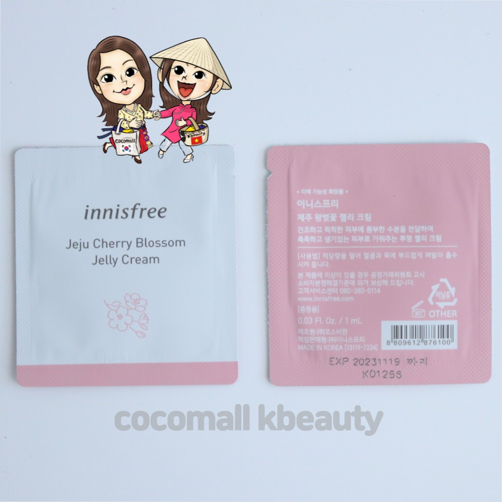 Sample Kem Dưỡng Ẩm Dạng Gel Innisfree Jeju Cherry Blossom Jelly Cream 1ml