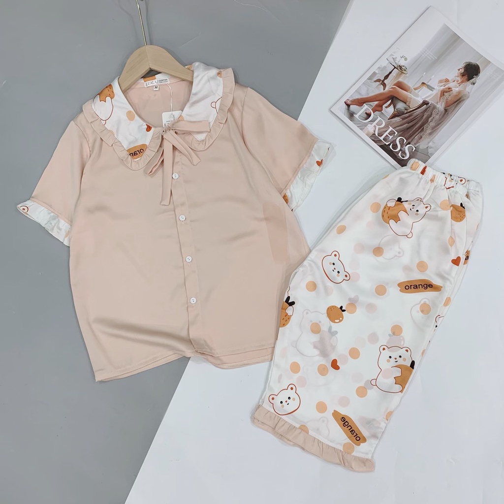 Đồ Ngủ Pijama Lụa Satin Tay Ngắn Quần Lửng Siêu Xinh, Mềm Mịn, Sang Chảnh Boody BP04.6 | BigBuy360 - bigbuy360.vn
