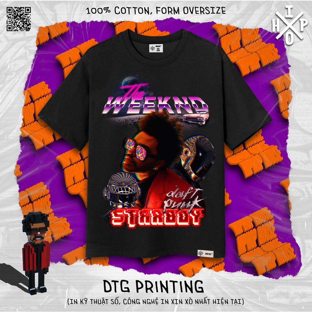 Áo thun ngắn tay oversize THE WEEKND & DAFT PUNK