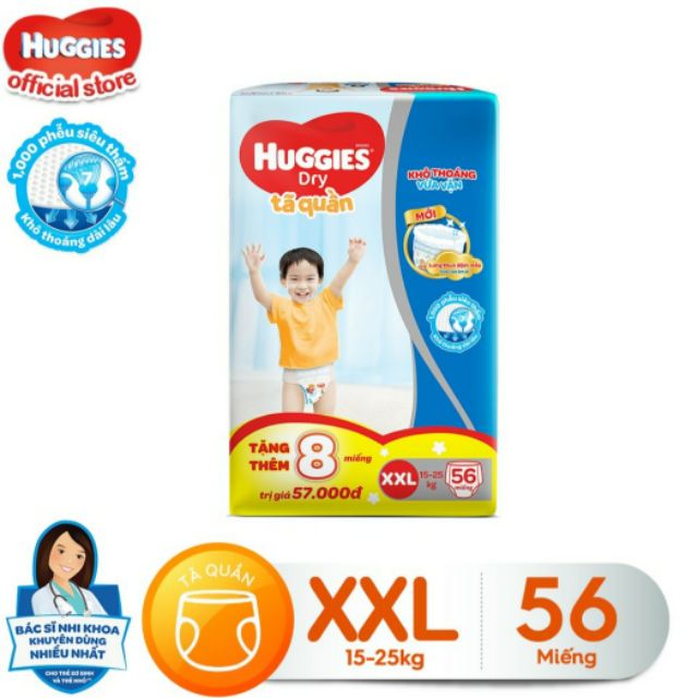 Tã quần Huggies Size XXL 56 miếng tặng thêm 8 miếng cùng size