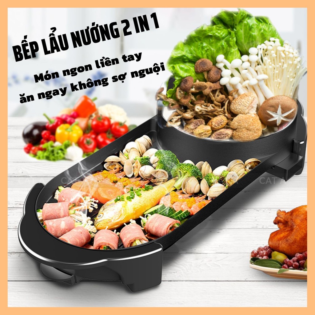 Bếp lẩu nướng - Đa năng CÁT Á G5 - 2 trong 1 🍓 bề mặt chống dính truyền nhiệt nhanh giữ nhiệt nhanh hơn