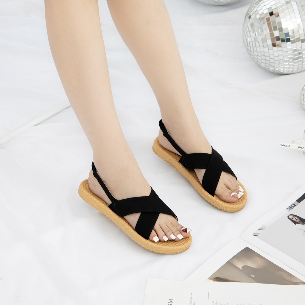 Giày MWC 2721 - Giày Sandal Đế Bệt, Giày Sandal Quai Chéo Ôm Chân Đế Bệt Thời Trang
