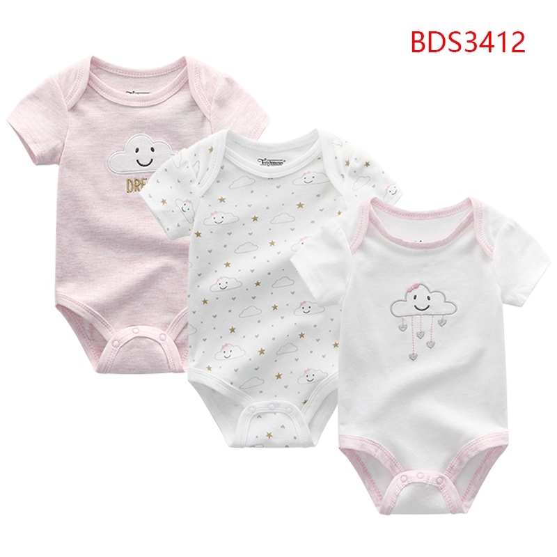 Bộ 3 bodysuit cho bé bông đồ bé gái sơ sinh body chip bé gái quần áo bé gái sơ sinh 0 12 tháng