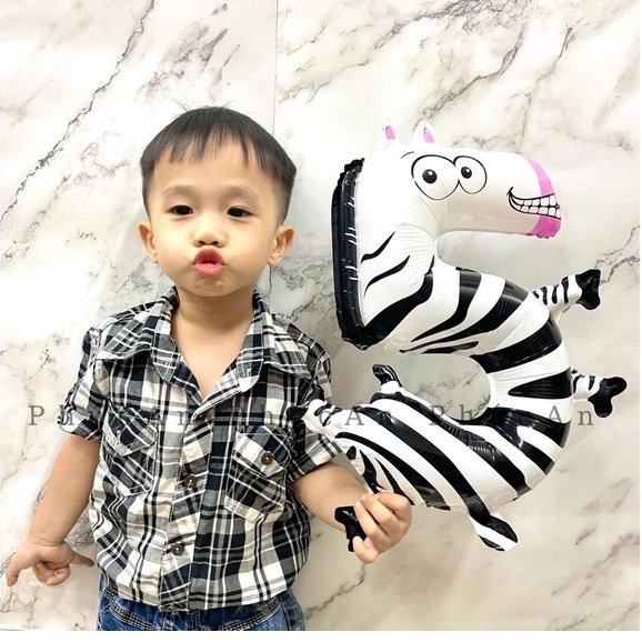 Bóng kiếng số hình thú ngộ nghĩnh dễ thương cho bé trai bé gái 40cm