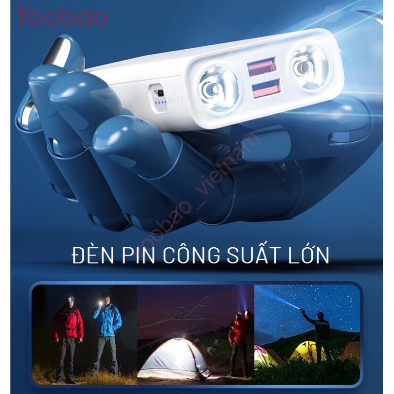 Pin Sạc Dự Phòng Yoobao L20 20000mAh Tích Hợp 2 Đèn LED Siêu Sáng Chính Hãng