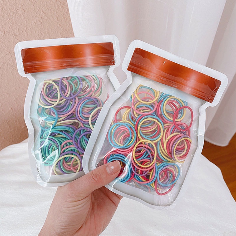 Set 100 Dây Thun Cột Tóc Co Giãn Nhiều Màu Sắc Thời Trang Cho Bé Gái