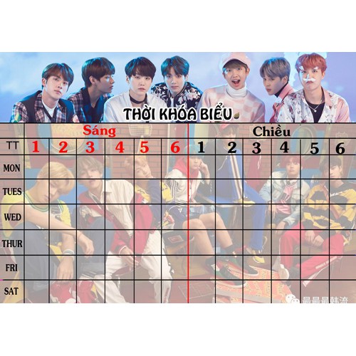 THời khóa biểu BTS combo 5 cái -50k