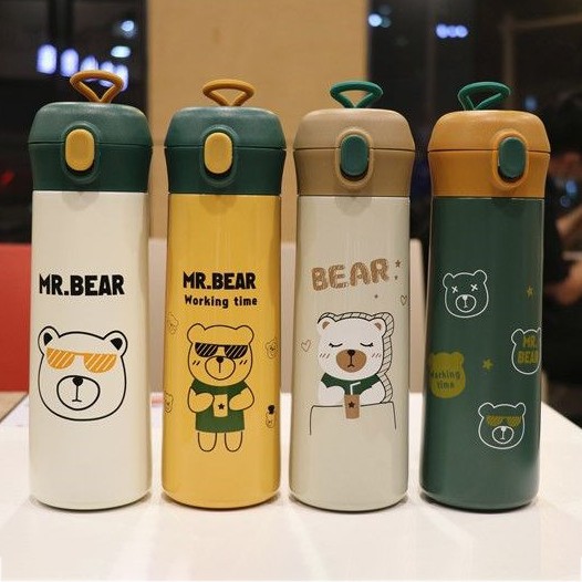 Bình giữ nhiệt gấu Bear dễ thương nhiều màu, giữ nóng và lạnh lên đến 8h,chất liệu inox SUS 304  an toàn thực phẩm