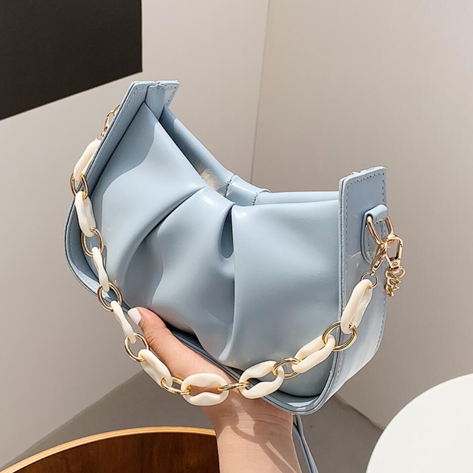 Túi Đeo Vai JASMIN NOIR Bằng Da Pu Màu Trơn Thiết Kế Xếp Ly Dễ Thương Thời Trang Cho Nữ