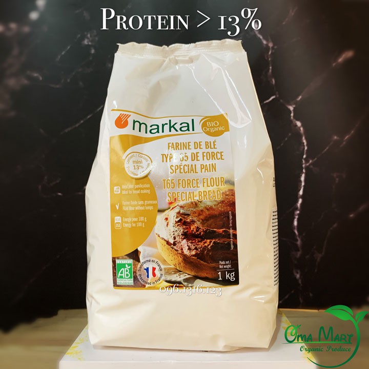 Bột làm bánh mì (13%) hữu cơ T65 Markal 1kg