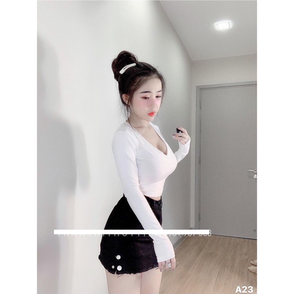 Áo tay dài cổ tim chất thun bozip siêu xịnhhh | BigBuy360 - bigbuy360.vn