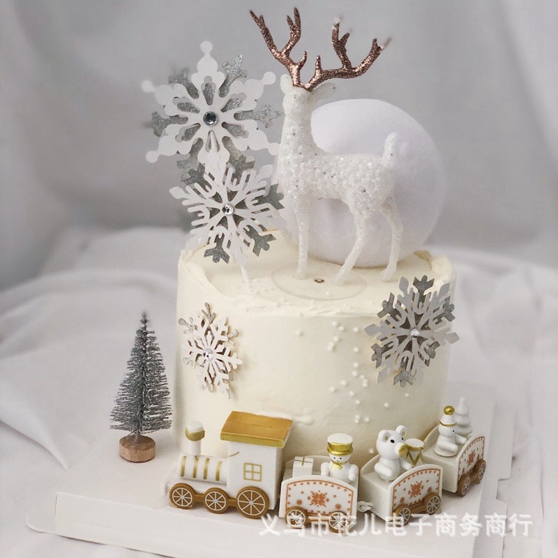 Búp Bê Nhồi Bông Hình Tuần Lộc Trang Trí Bánh Kem Giáng Sinh