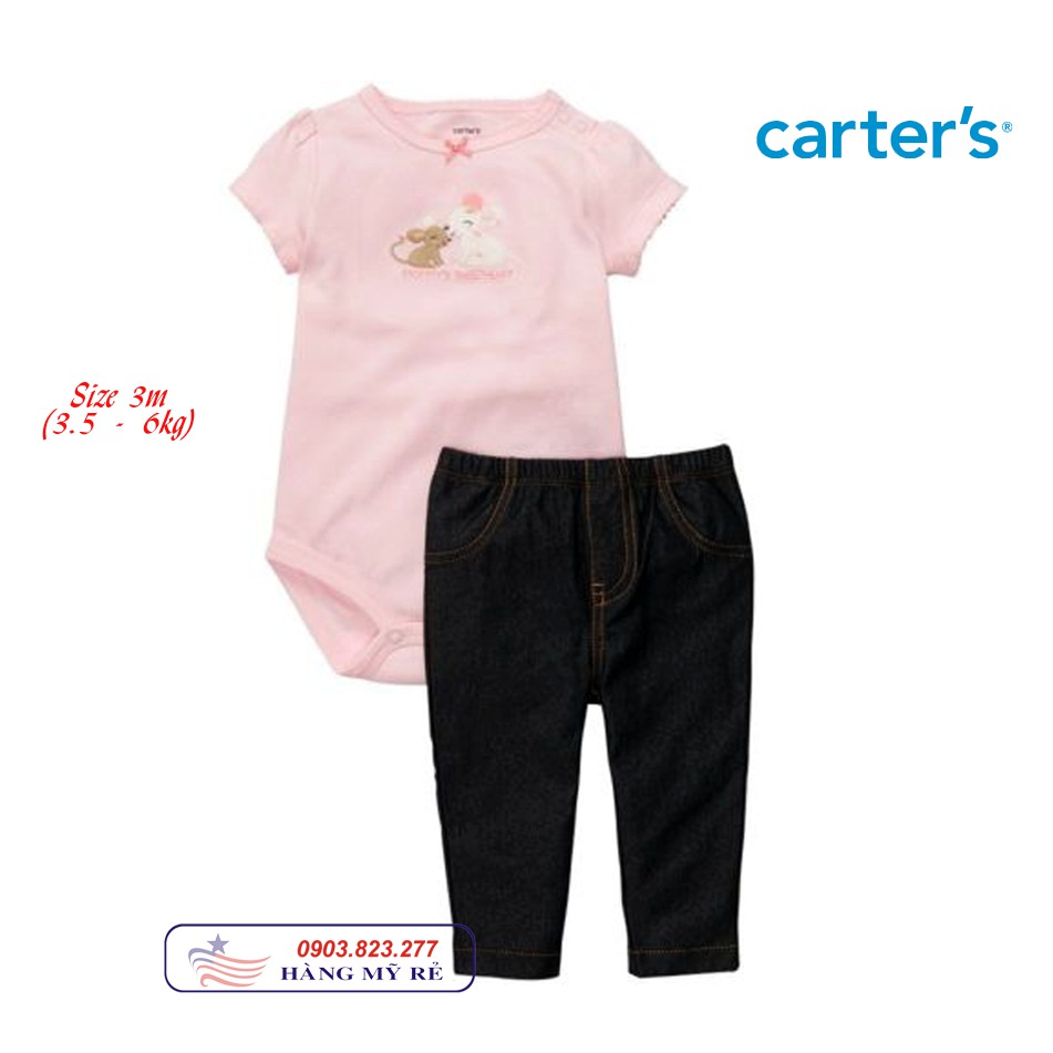 <SALE LẺ SIZE> Set Body kèm legging bé Gái Carter's (Hàng Mỹ xách tay)