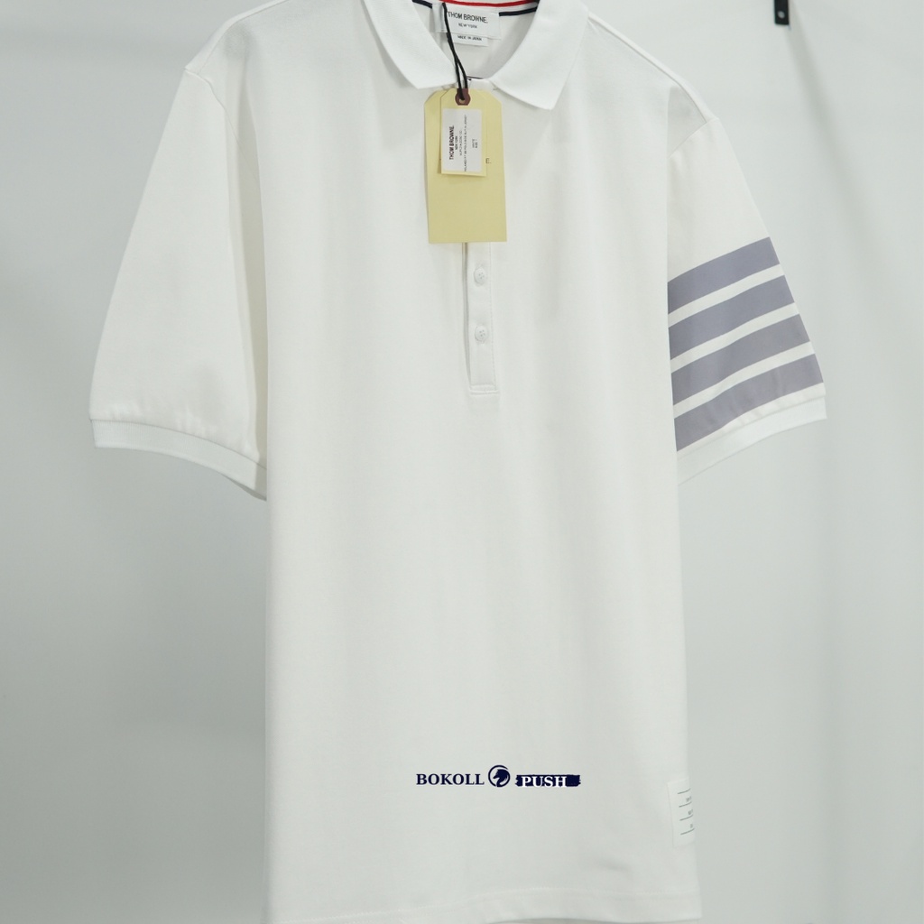 Áo polo unisex THOM BROWNE- 4BARS phong cách BASIC nam nữ form rộng vải cotton 100 % Bestquality 1:1