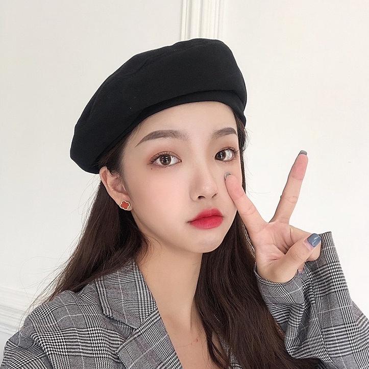 Mũ nồi nữ, nón beret newsboy chất kaki trơn, phong cách tiểu thư ulzzang Hàn Quốc, phụ kiện Emmer191