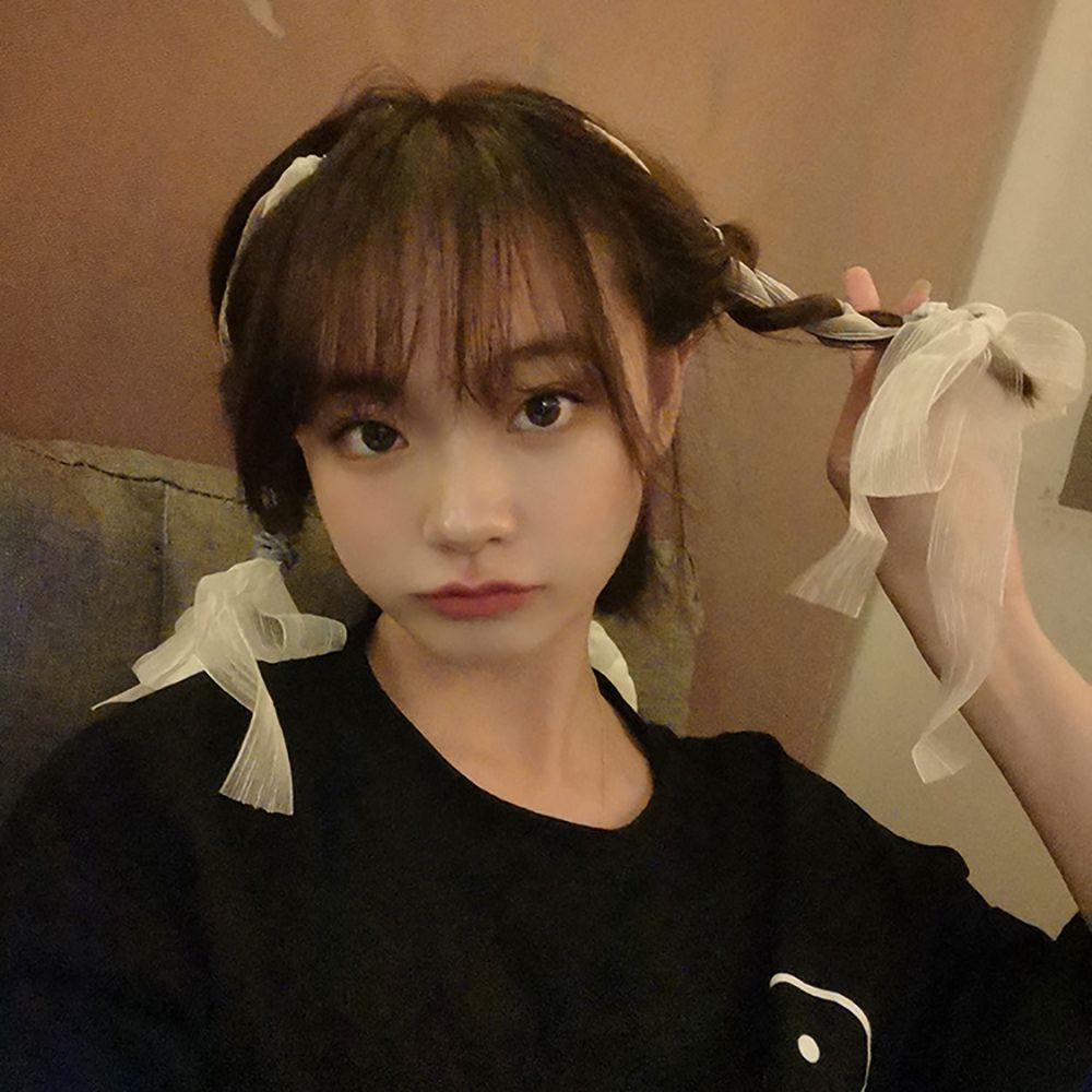 Kẹp tóc ruy băng dài phối ren dễ thương phong cách Hàn Quốc cho nữ