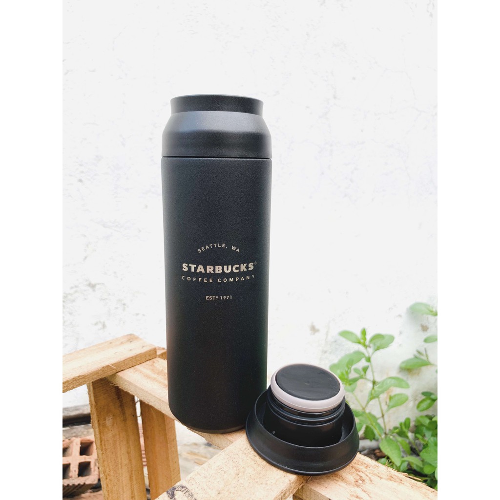 Bình giữ nhiệt STARBUCKS chính hãng màu đen nhám sần dung tích 500ml