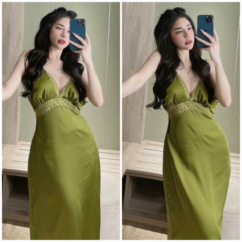 Đồ ngủ sexy nữ Đầm 2 dây dáng dài Maxi Nữ Siêu Sang Chất Lụa Latin Cao Cấp Váy Nữ Sexy