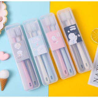 Set 2 Bàn chải đánh răng kháng khuẩn, Bàn chải đánh răng mềm mại, siêu mịn chống viêm lợi cho bé từ 2-7 tuổi